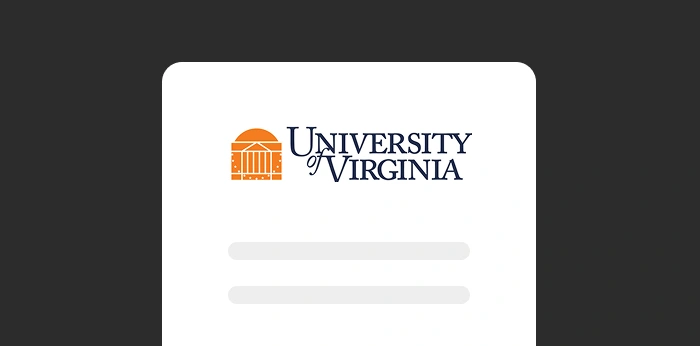 A graphic of a white paper on a green background with the logo of the University of Virginia at the top