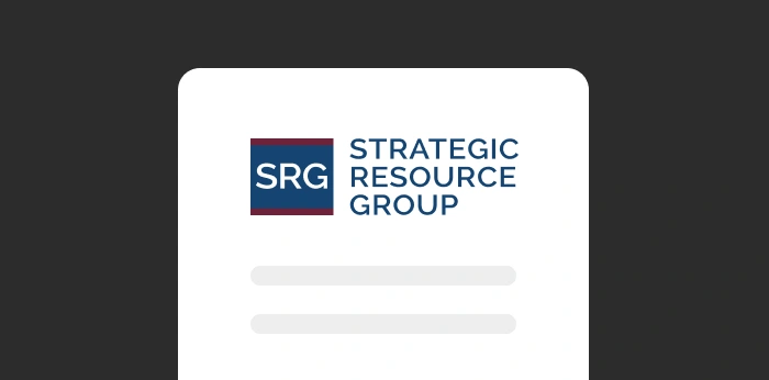 A graphic of a white paper on a green background with the logo of SRG Inc at the top