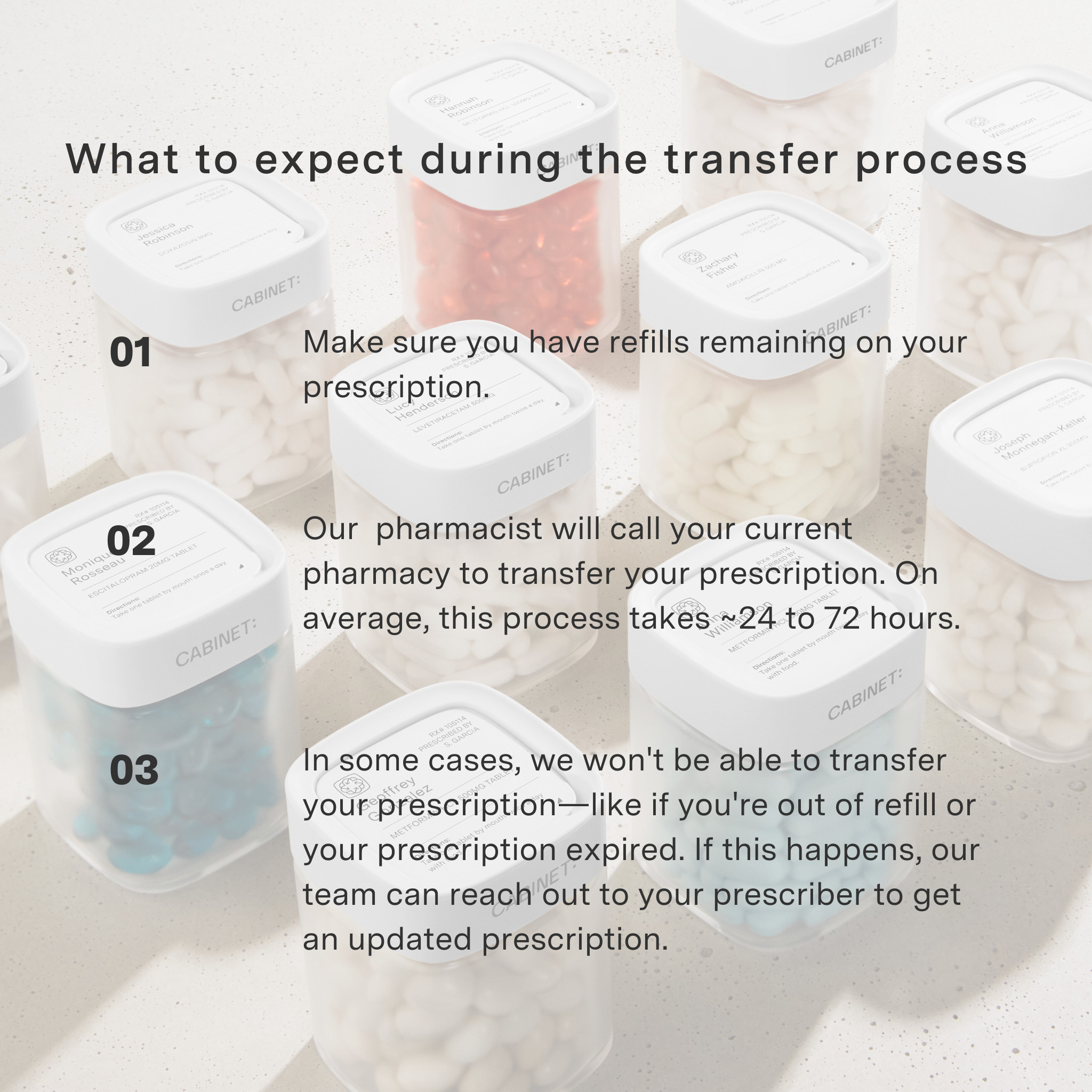What to expect during the transfer process