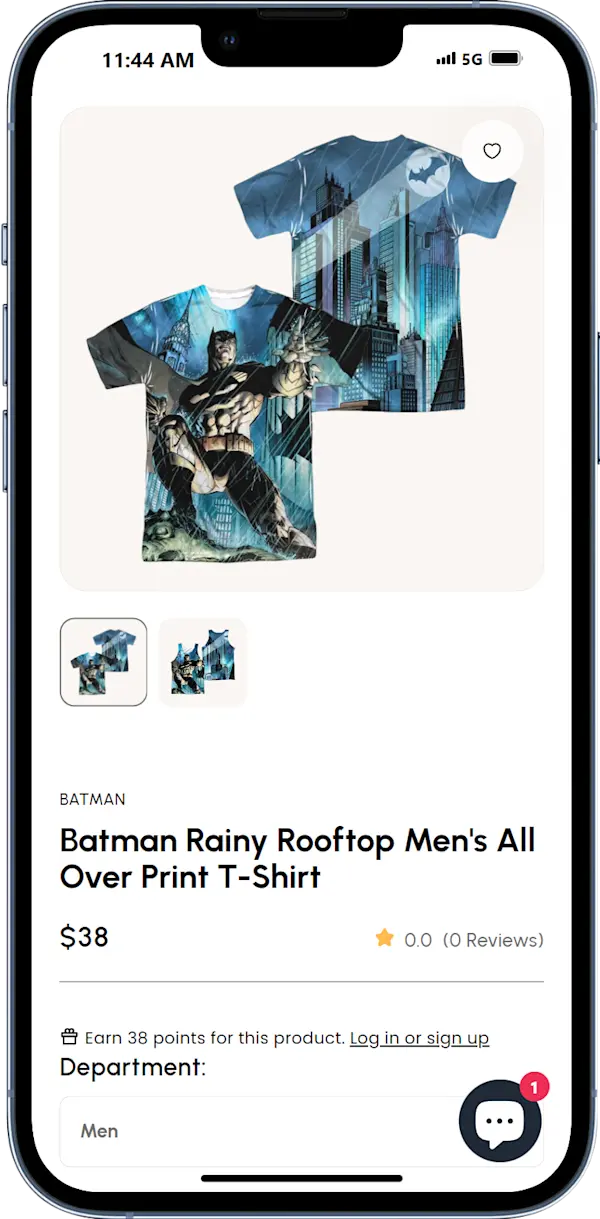 The product page of sonsofgotham.com. Viewed on an iPhone.