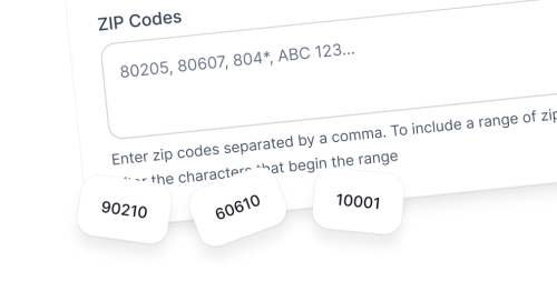 A screenshot of the ZIP code editor from the app.