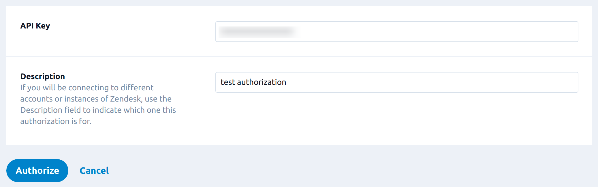 zendesk connect authorization blurred