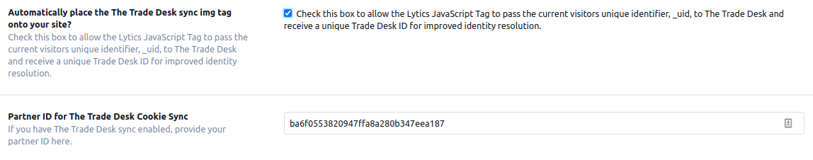 The Trade Desk Cookie Sync Configuration