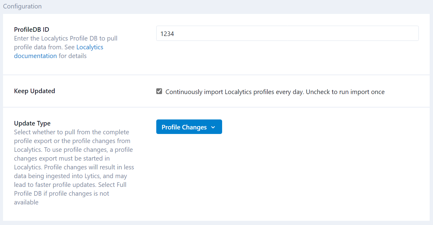 Localytics import profile config