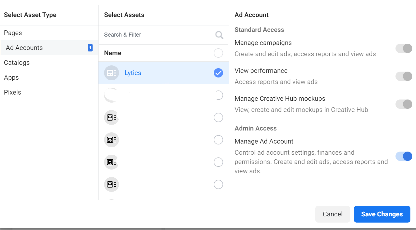 Facebook Ad Account - Manage