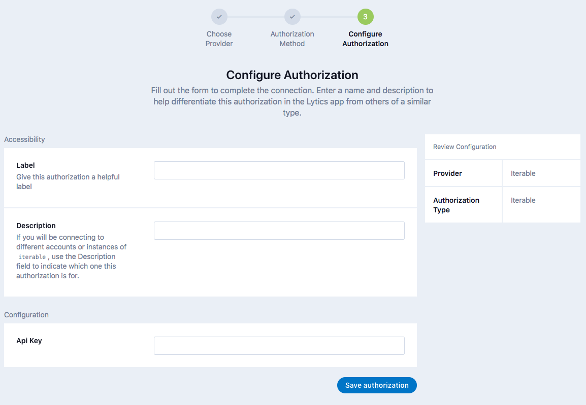 Iterable Configure Step