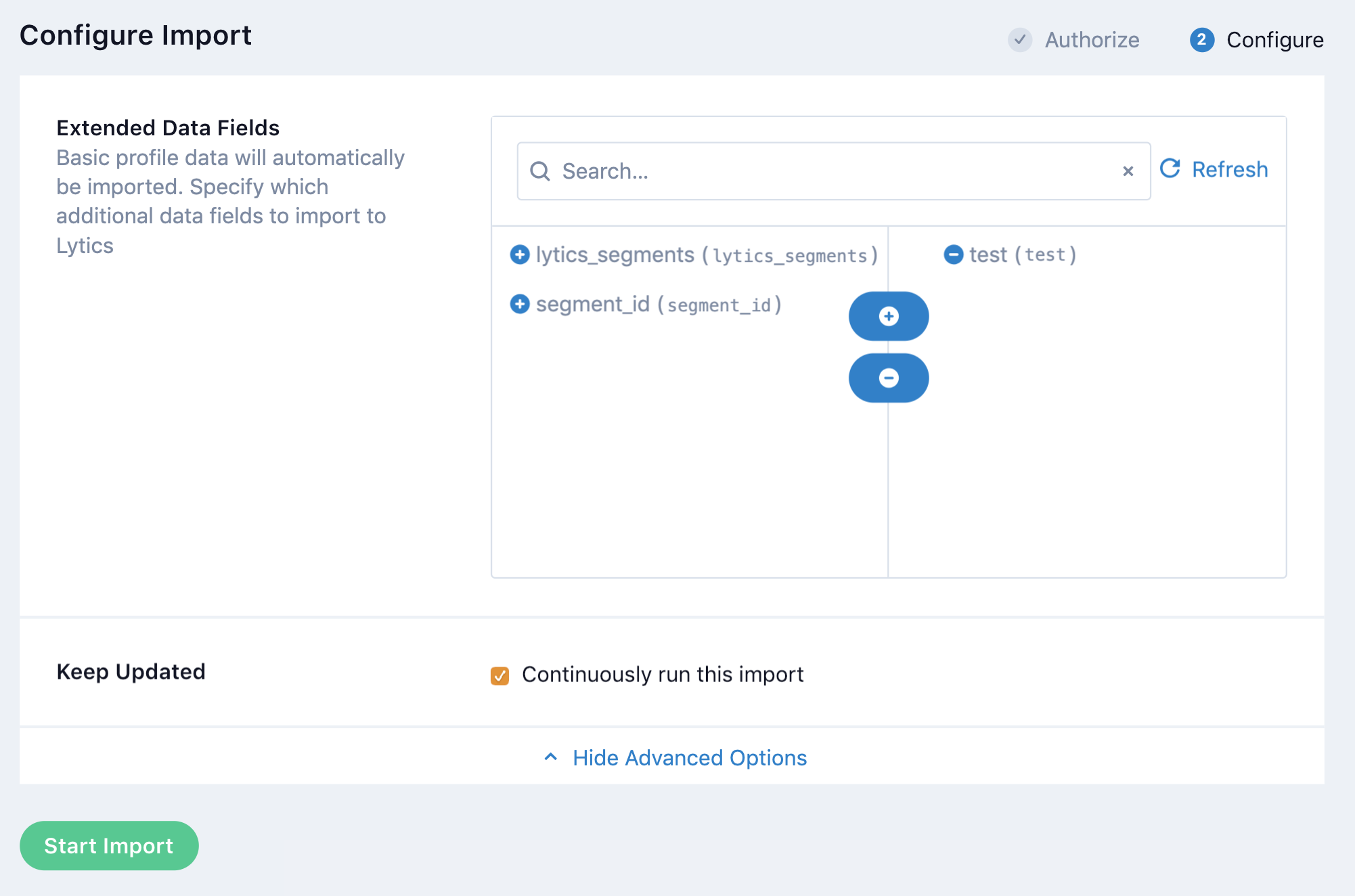 gigya integration import config