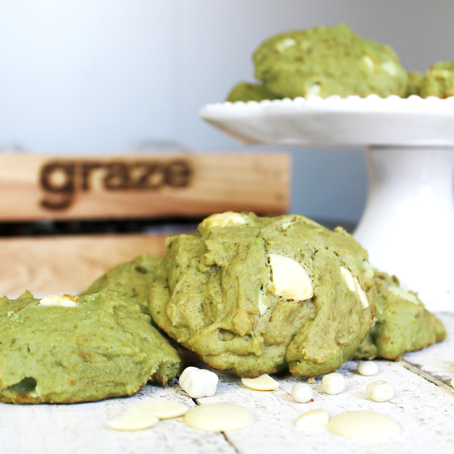 Matcha green tea & white chocolate cookies graze us blog