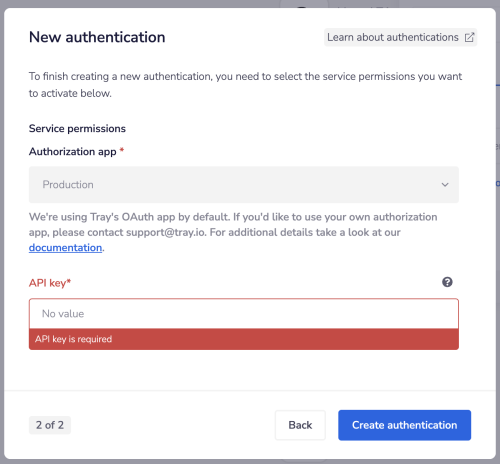 Authenticating connectors | Tray Documentation