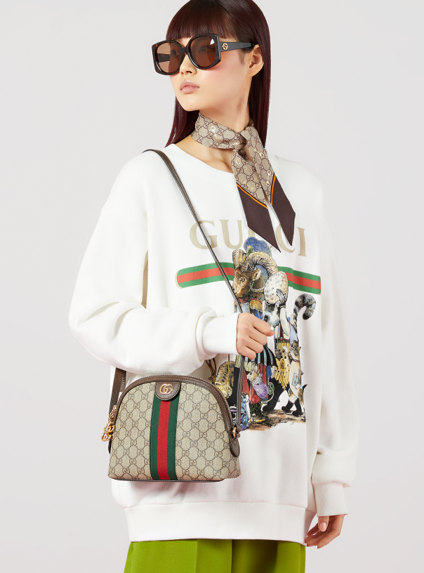 Gucci Ophidia Gg Shoulder Bag in Gray  Lyst