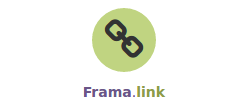 green logo on white background with frama.link underneath in blue and green
