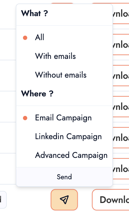Screen to choose the campaign