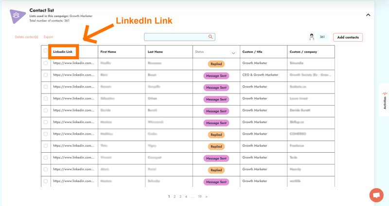 URL of the contact's LinkedIn profile to automate LinkedIn