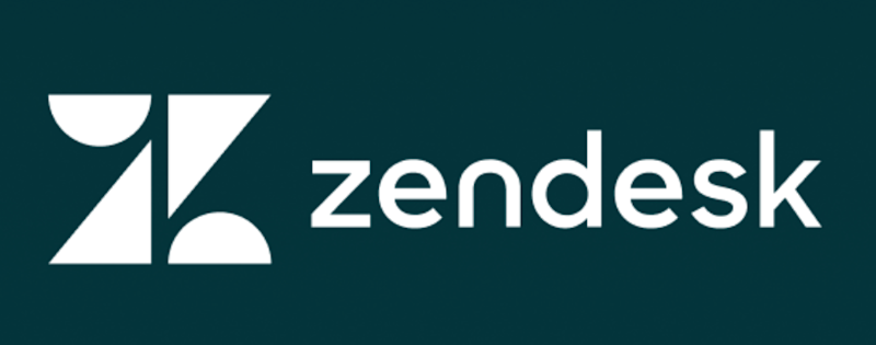 Zendesk ecris en blanc sur fond noir et a cote un gros Z blanc