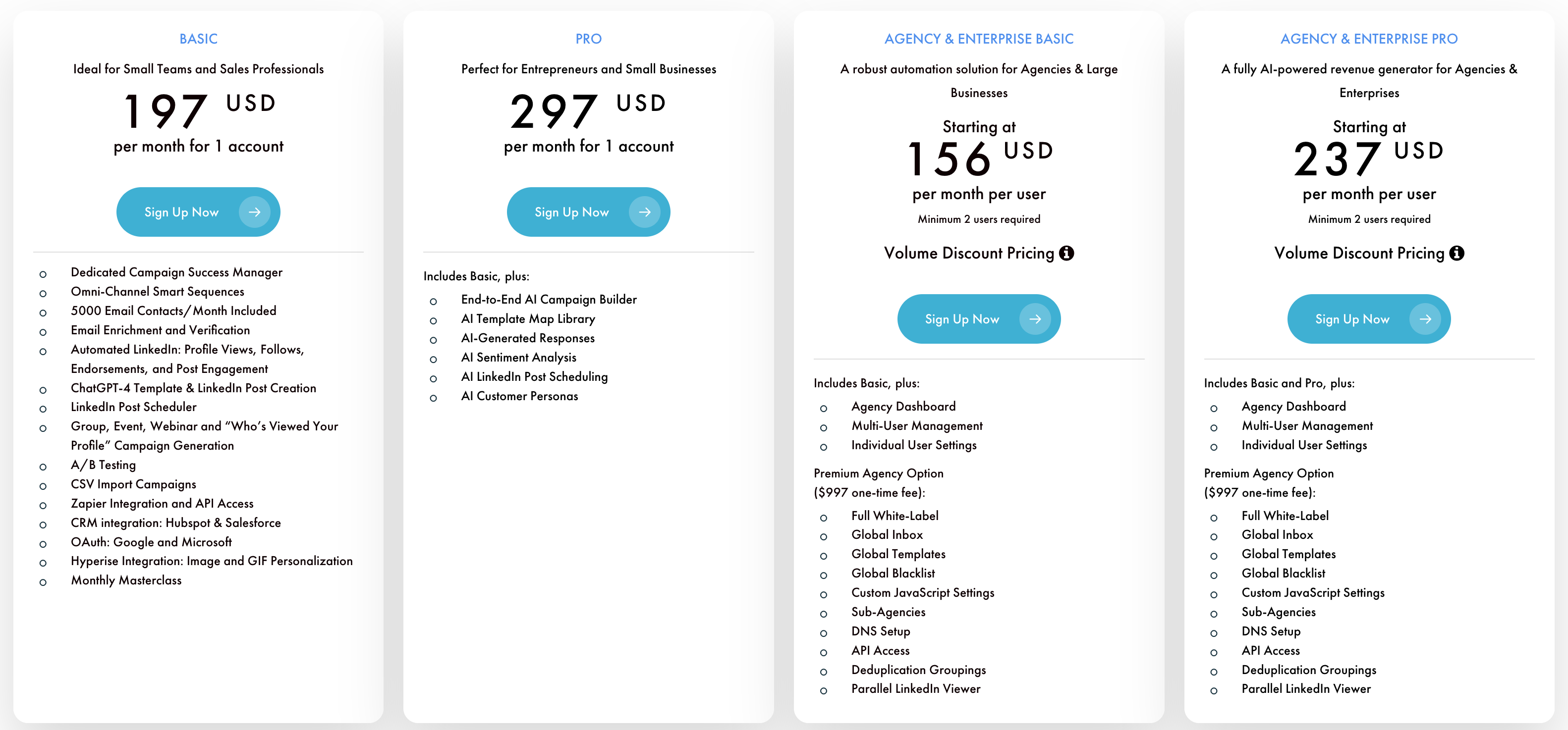 Pricing for the LinkedIn Zopto automation tool