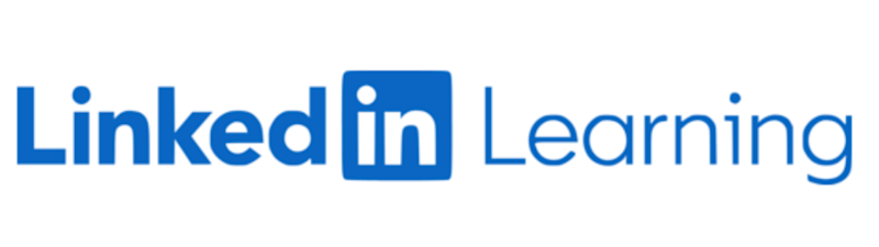 Linkedin Learning ecris en bleu sur fond blanc