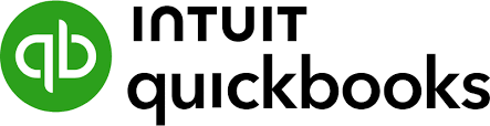 Logo in green and white with “QuickBooks” written in black on a white background.
