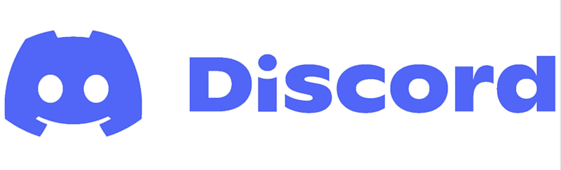 Discord ecris en violet sur fond blanc 