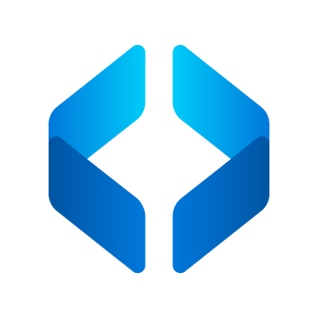 Blue diamond-shaped logo on a white background