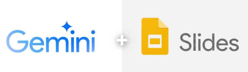 Logo avec Gemini d'un coté et de l'autre Google Slide