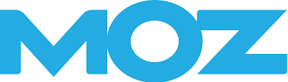 
MOZ written in large, light blue letters on a white background