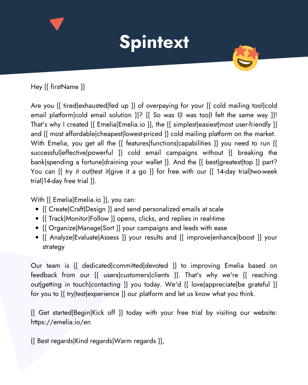 Spintext cold mailing