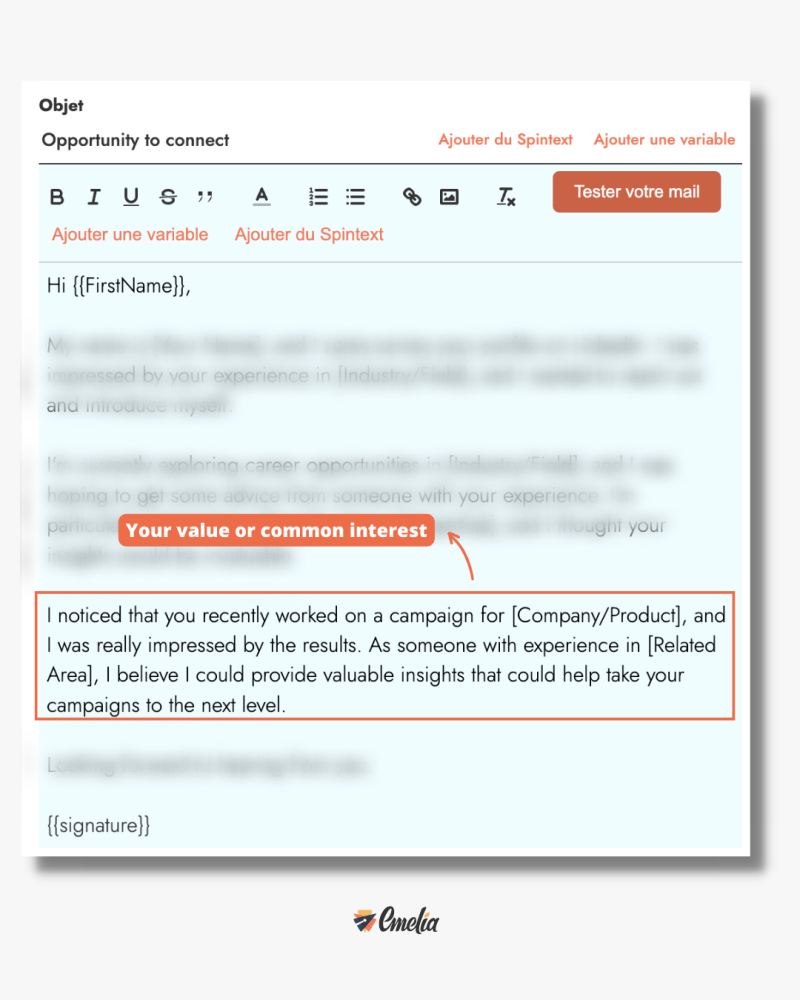 cold email valeur et intérêt commun