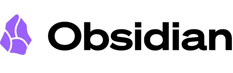 Obsidian ecris en noir sur fond blanc et a cote un logo violet