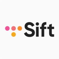Sift written in black on a white background with four small dots (pink, light pink, orange, and yellow) on the left side.
