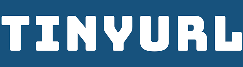Tiny url written in large white letters on a blue background