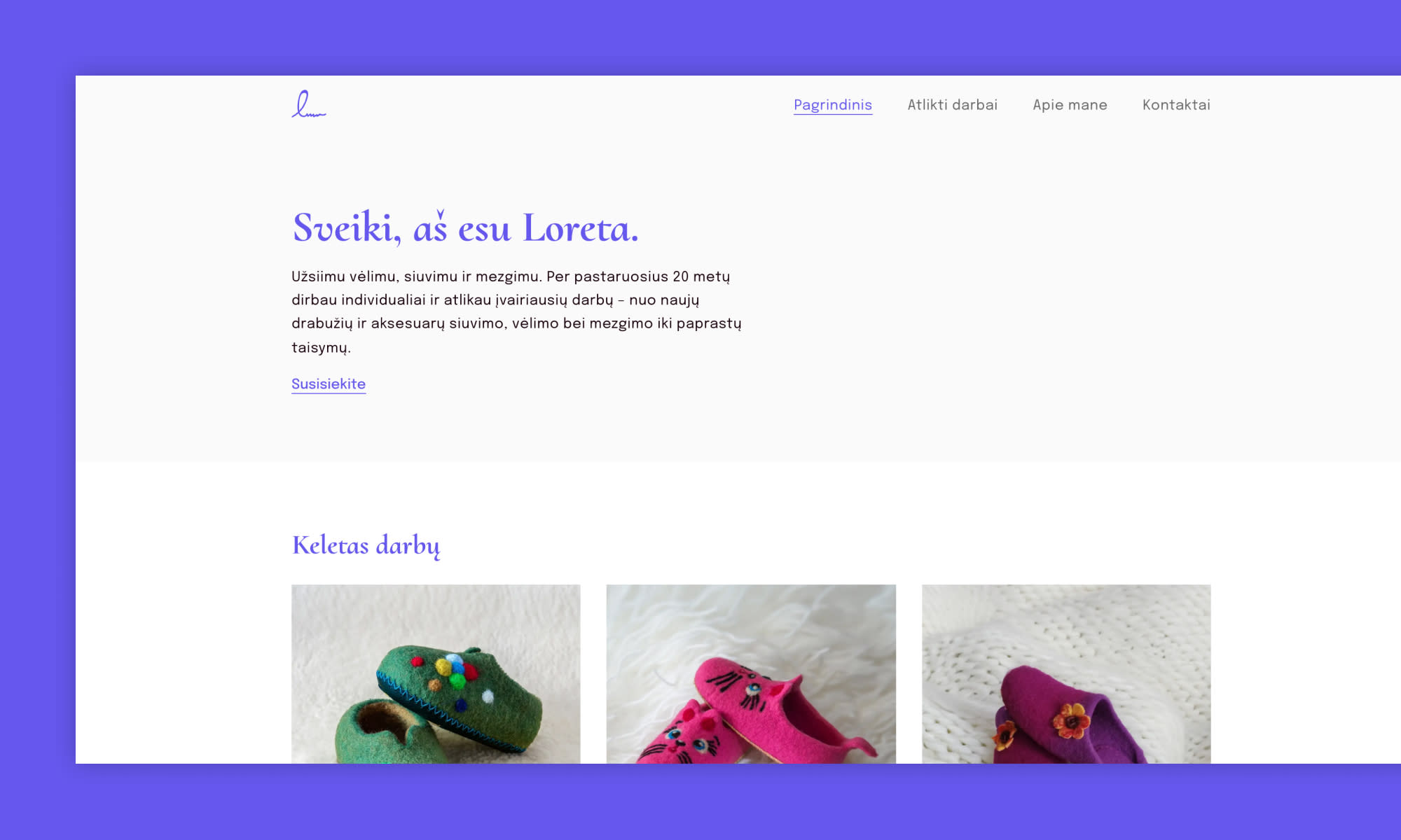 Siloreta's website (home page)