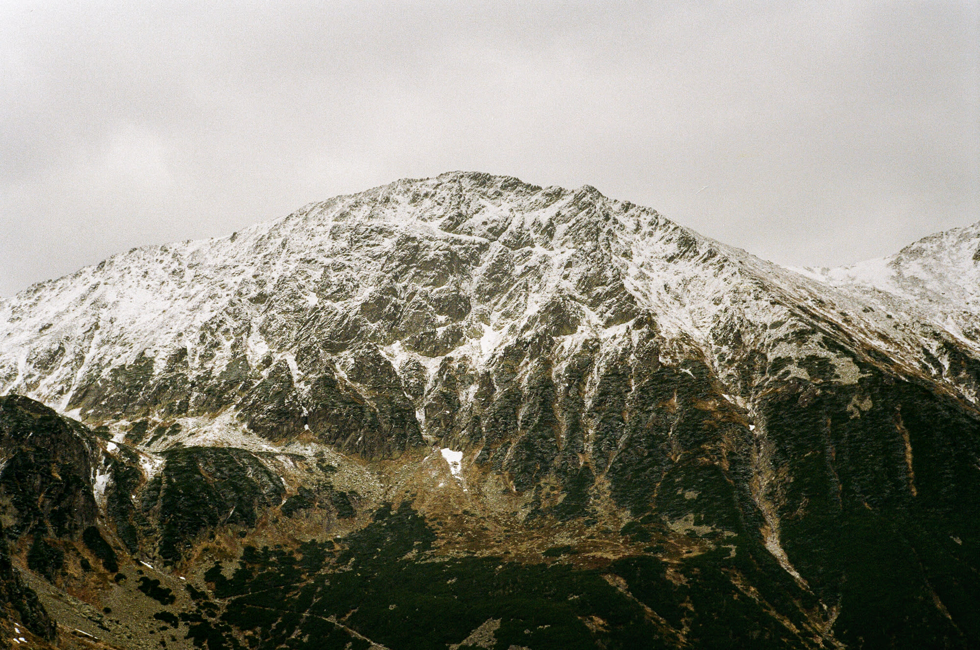 Zakopane mountain top covered in snow.