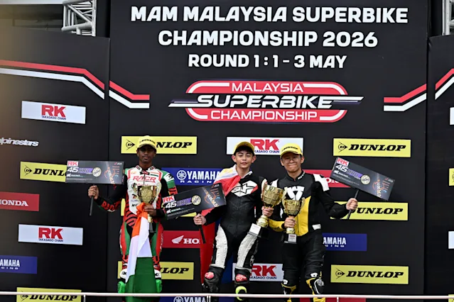 F.C.C. Honda Philippines, Inc. Racing Team rider Carlsen Solis hits a back-to-back podium finish in Round 1 of the Malaysian Superbike Championship.