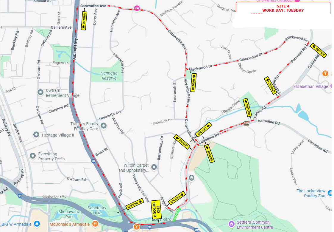 Temporary Closure of Roads - Carradine Rd, Mount Nasura 