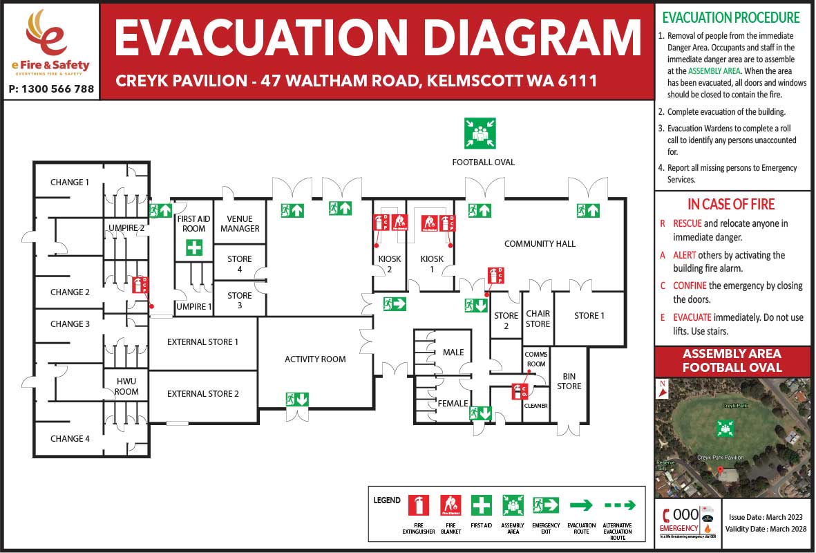Creyk Pavilion evacuation plan