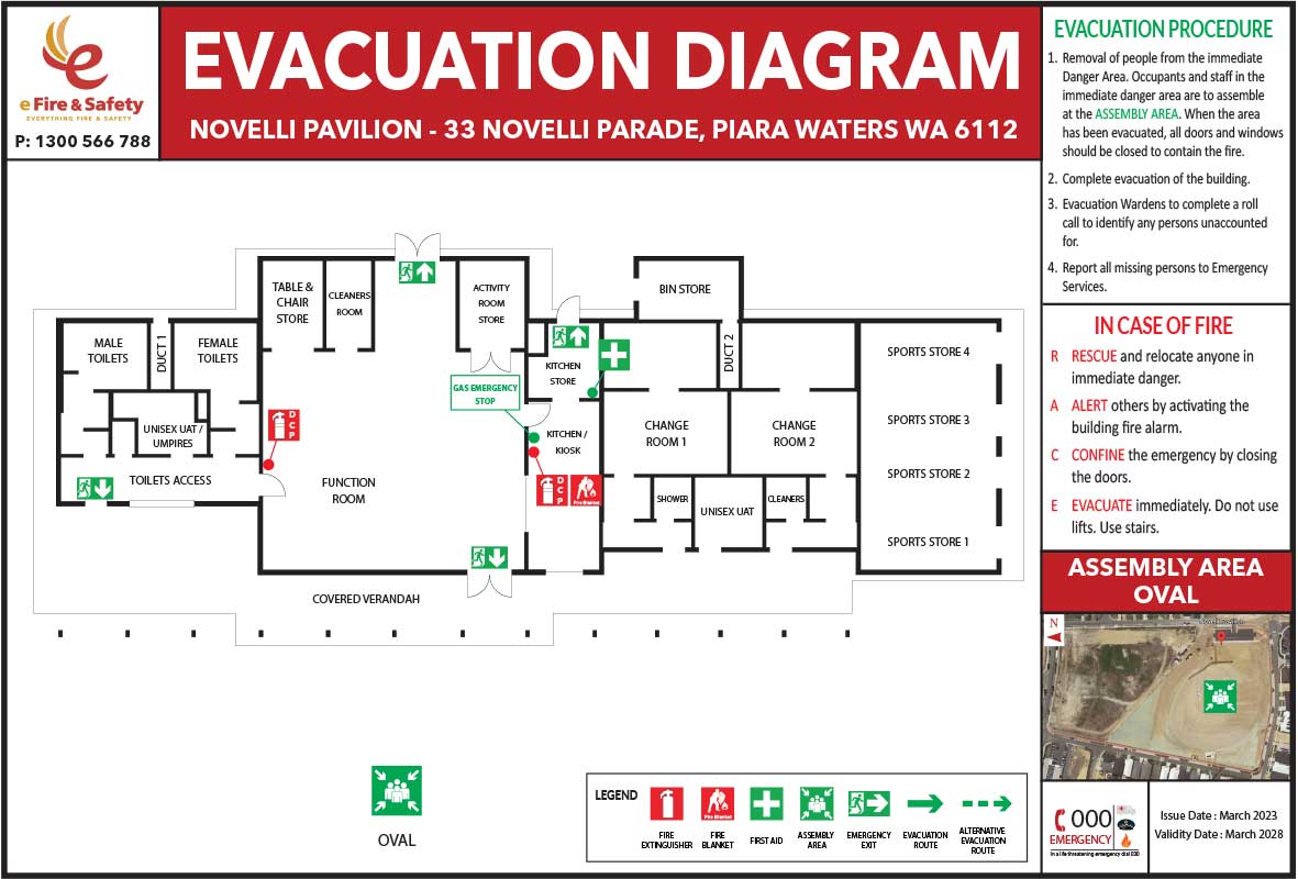 Novelli Pavilion evacuation plan