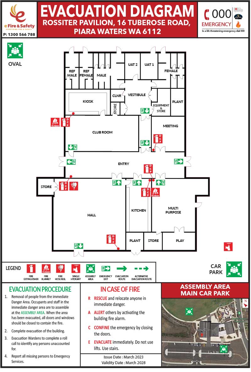 Rossiter Pavilion evacuation plan