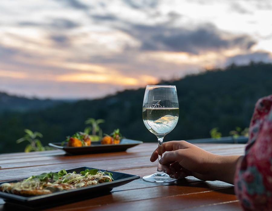 Outdoor area at sunset.