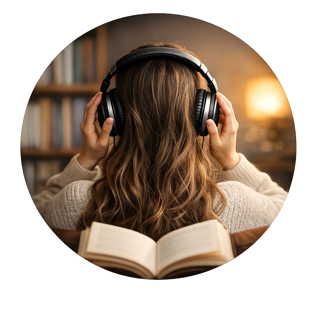 Round image woman listening