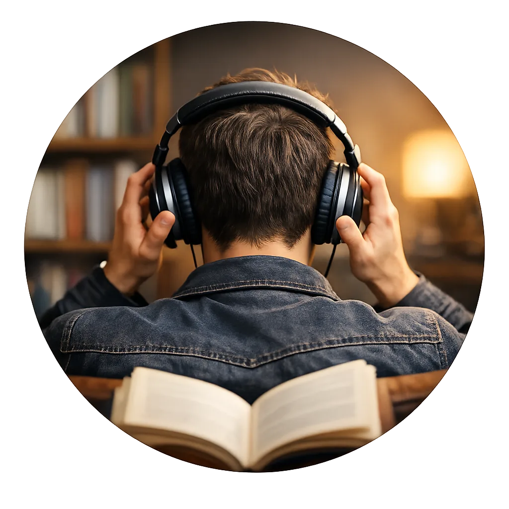 Round Image of Person listening