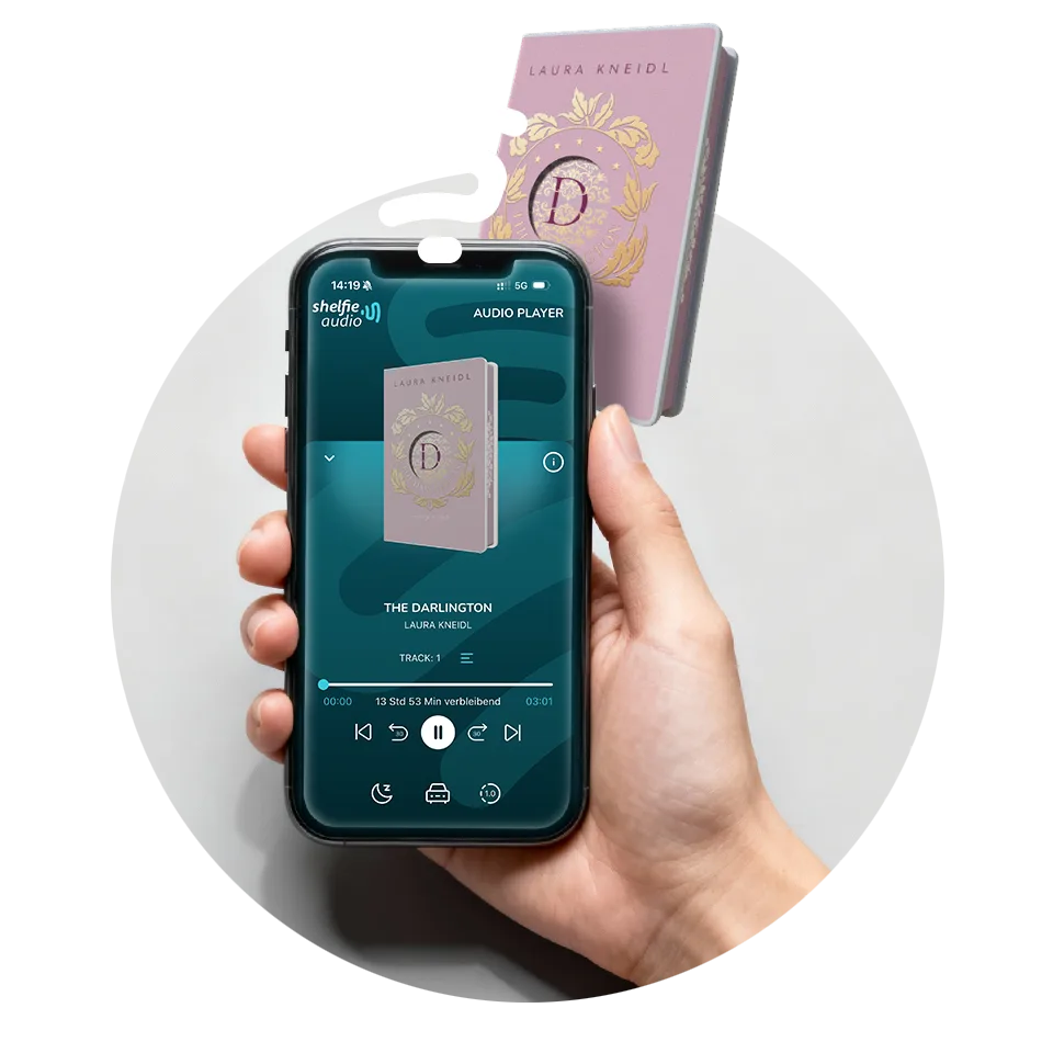 Smartphone mit geöffneter Shelfie-App und Shelfie