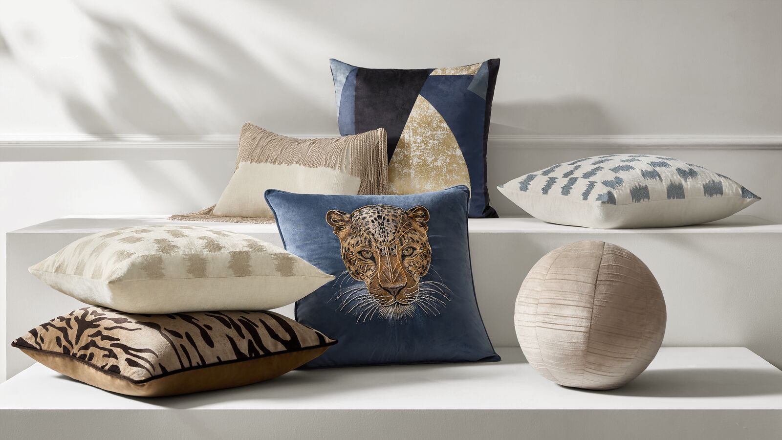 Namir Leopard Dusty Blue Velvet Pillow 22