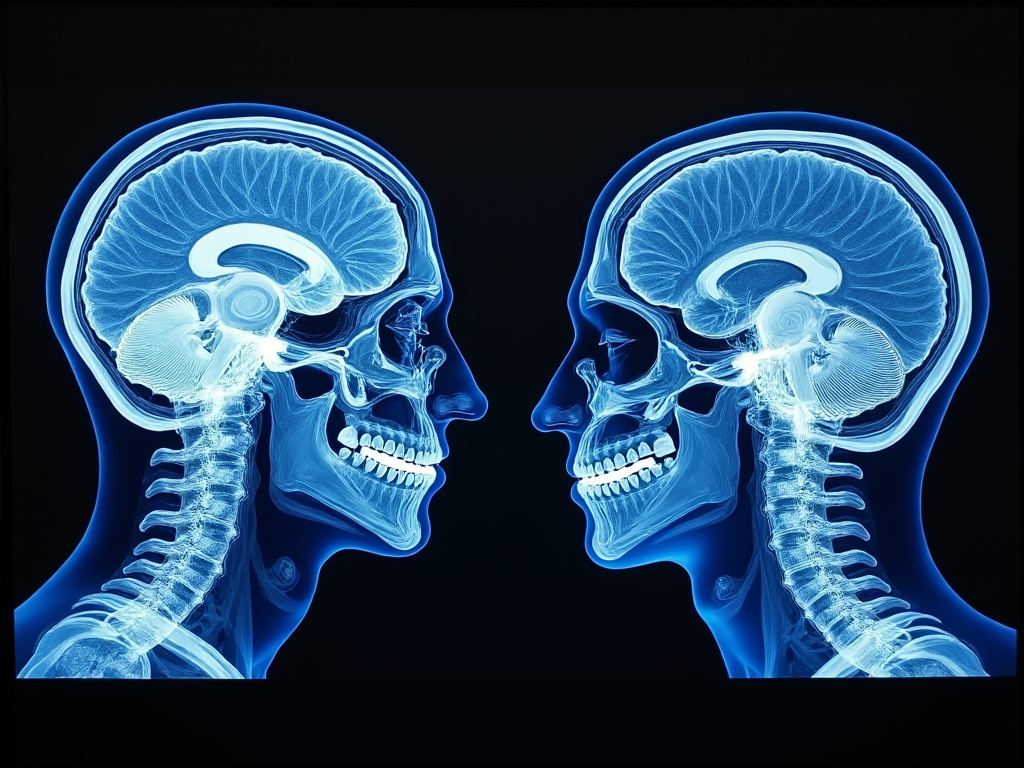 an image of an x-ray with an iphone and android phone surgically implanted in the brain
