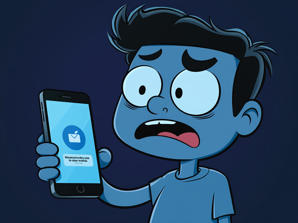 a cartoon image of a person staring disappointedly at their dead phone while an app reminder pops up