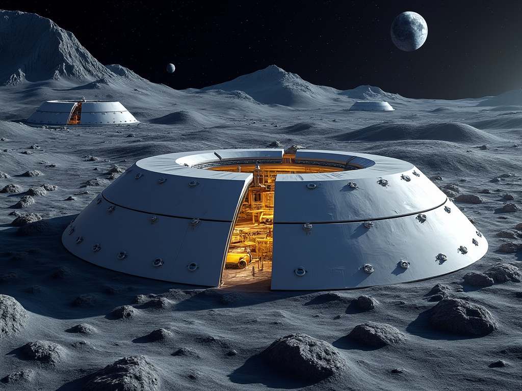 An artistic rendering of a futuristic Seed Vault on the Moon