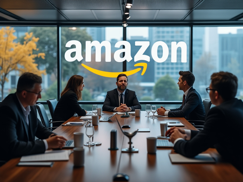 Anxious executives in a Board Room at Amazon