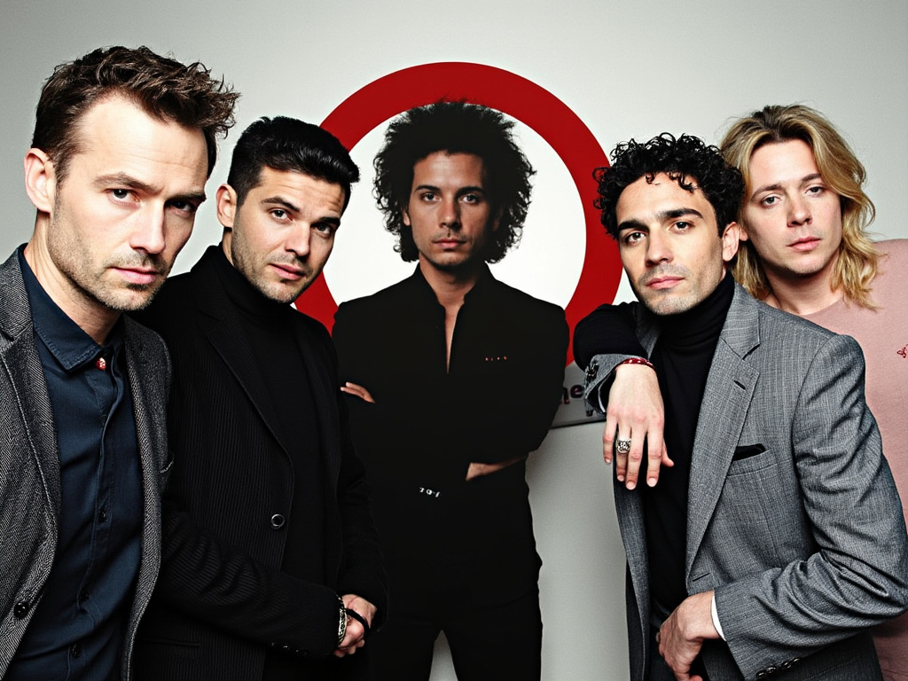 a photo of a Culture Club band photo with a man circled in the background