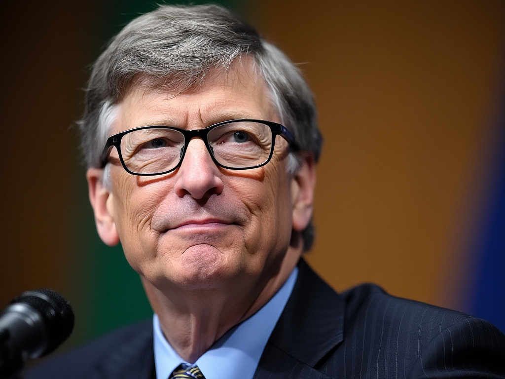 a photo of Bill Gates at a press conference