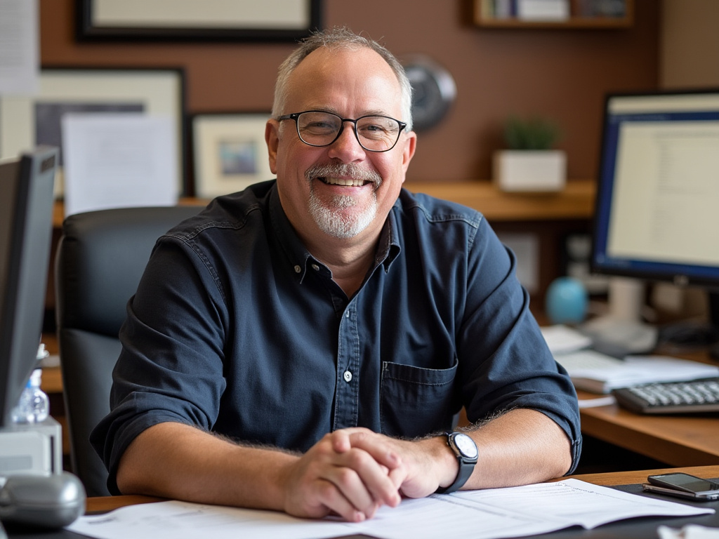 John Donahoe sitting at his desk