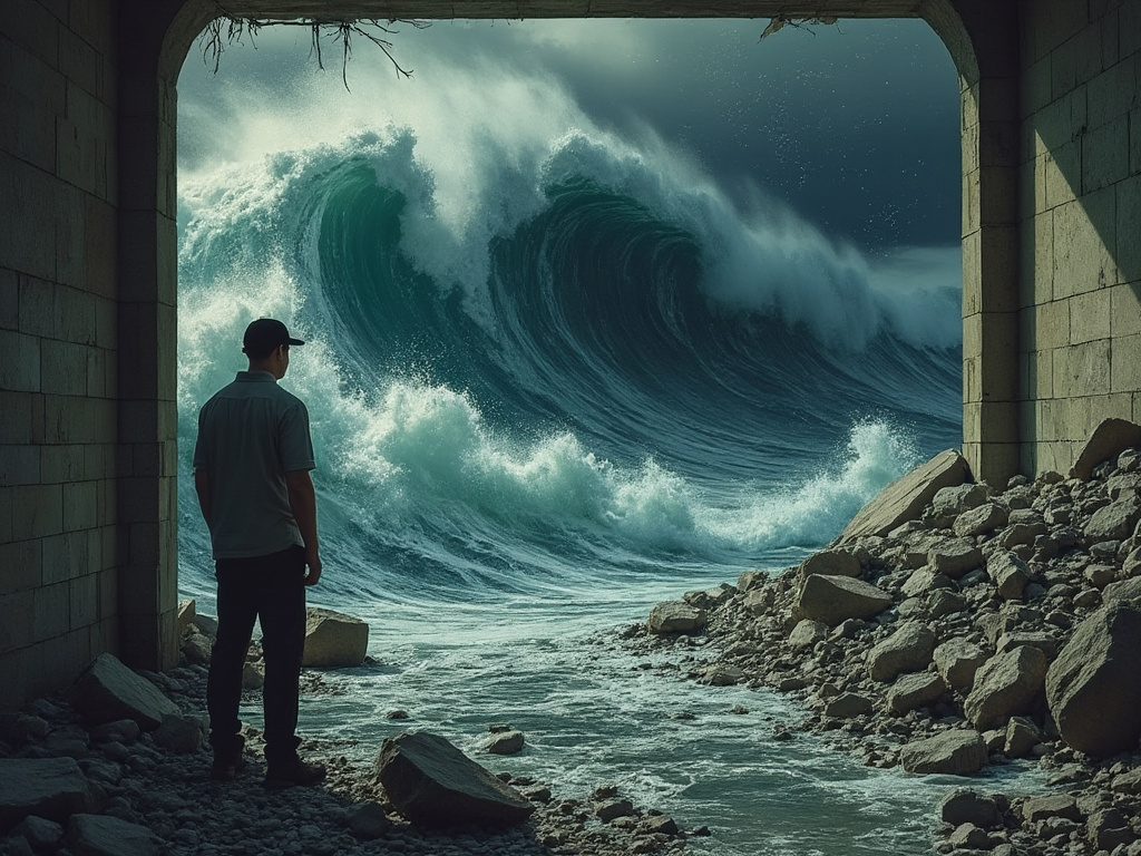 a photo of a flooded bank